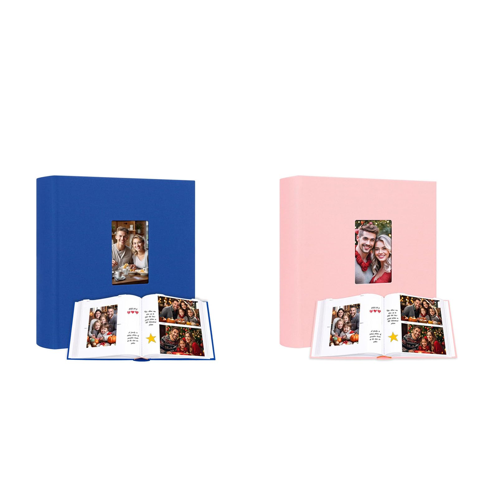 2Pack Photo Album 4x6 240 Photos with Writing Space, 4x6 Photo Album Linen Cover with Front Window, 240 Photos Horizontal and Vertical 4x6 Photo Album Book for Wedding Kids Travel Family Baby Pictures