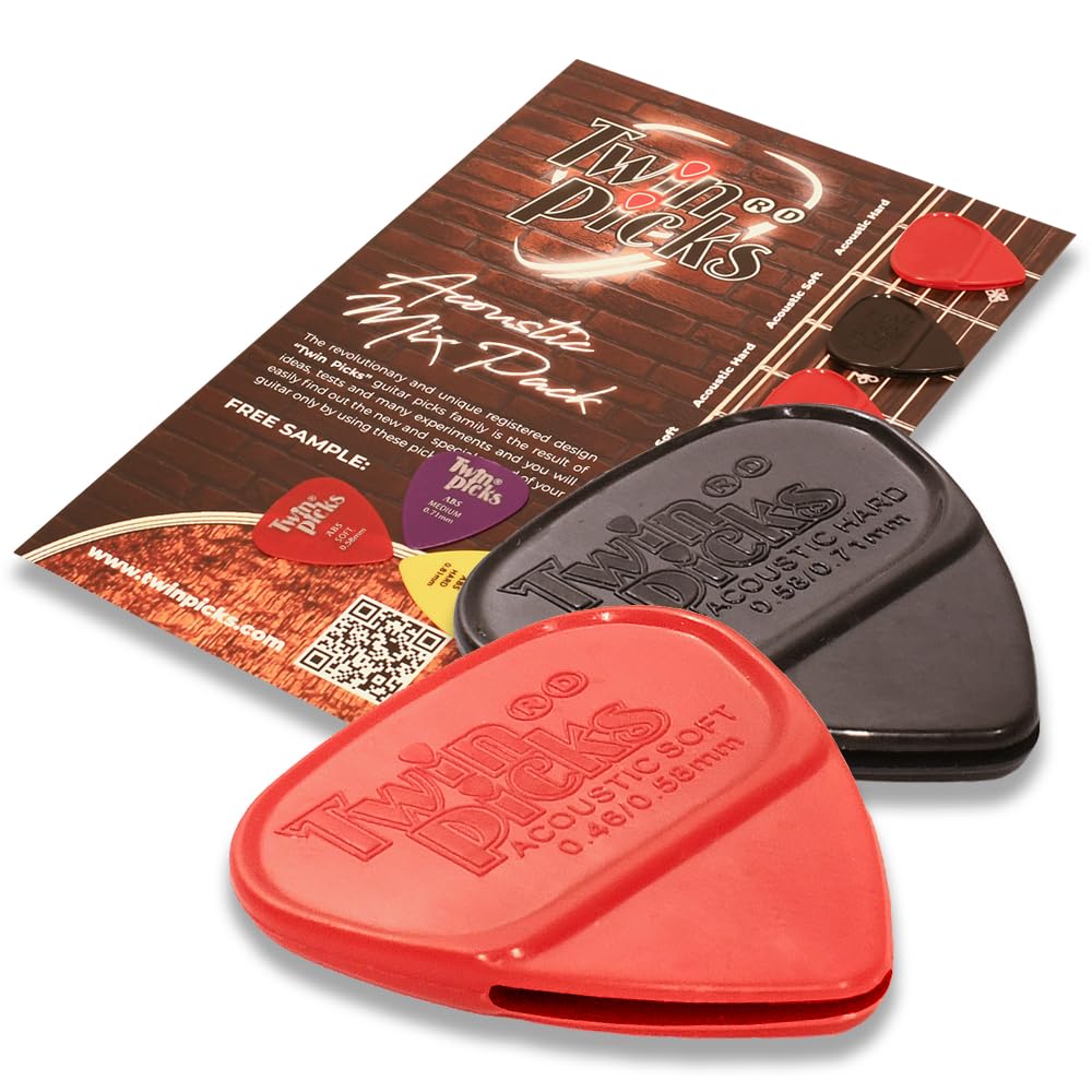 Plettri Twin Picks A Doppia Punta – Set Misto Morbido E Duro Per Chitarra Acustica, Elettrica, Suono Brillante