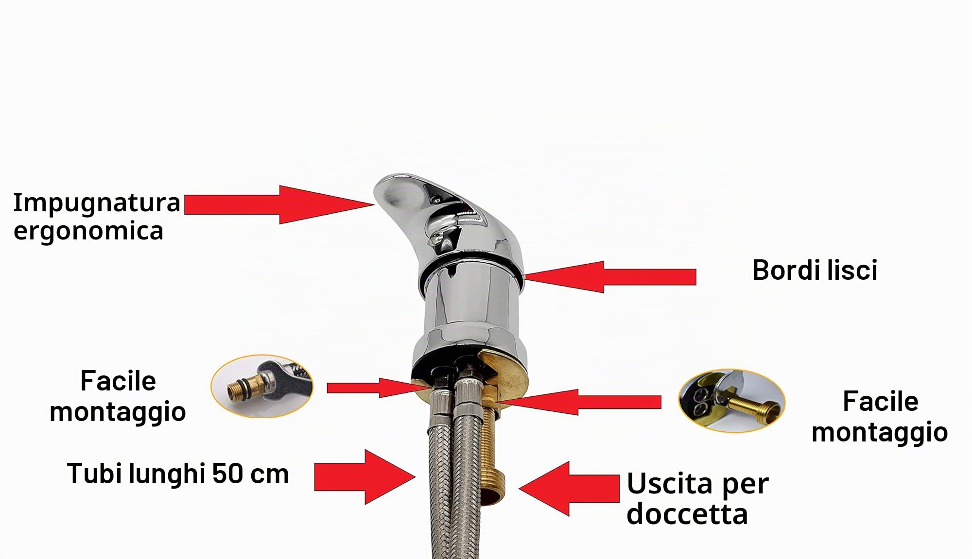 Rubinetto a valvola per lavabo, sedia per shampoo (80 cm)