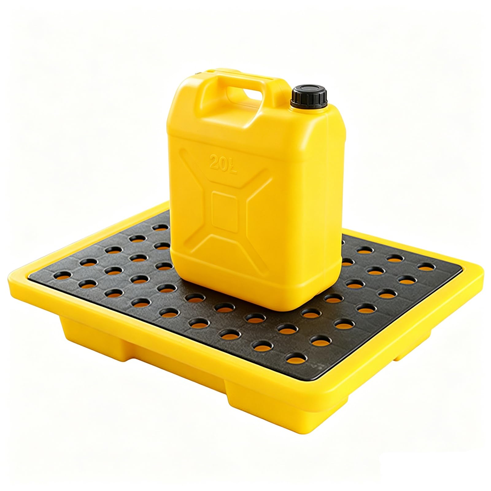 Pallet per postazione di lavoro, per contenere le fuoriuscite di tamburo, in polietilene rimovibile e antiscivolo, con sistema di drenaggio, 490 x 355 x 95 mm, per magazzini, uffici e gestione dei