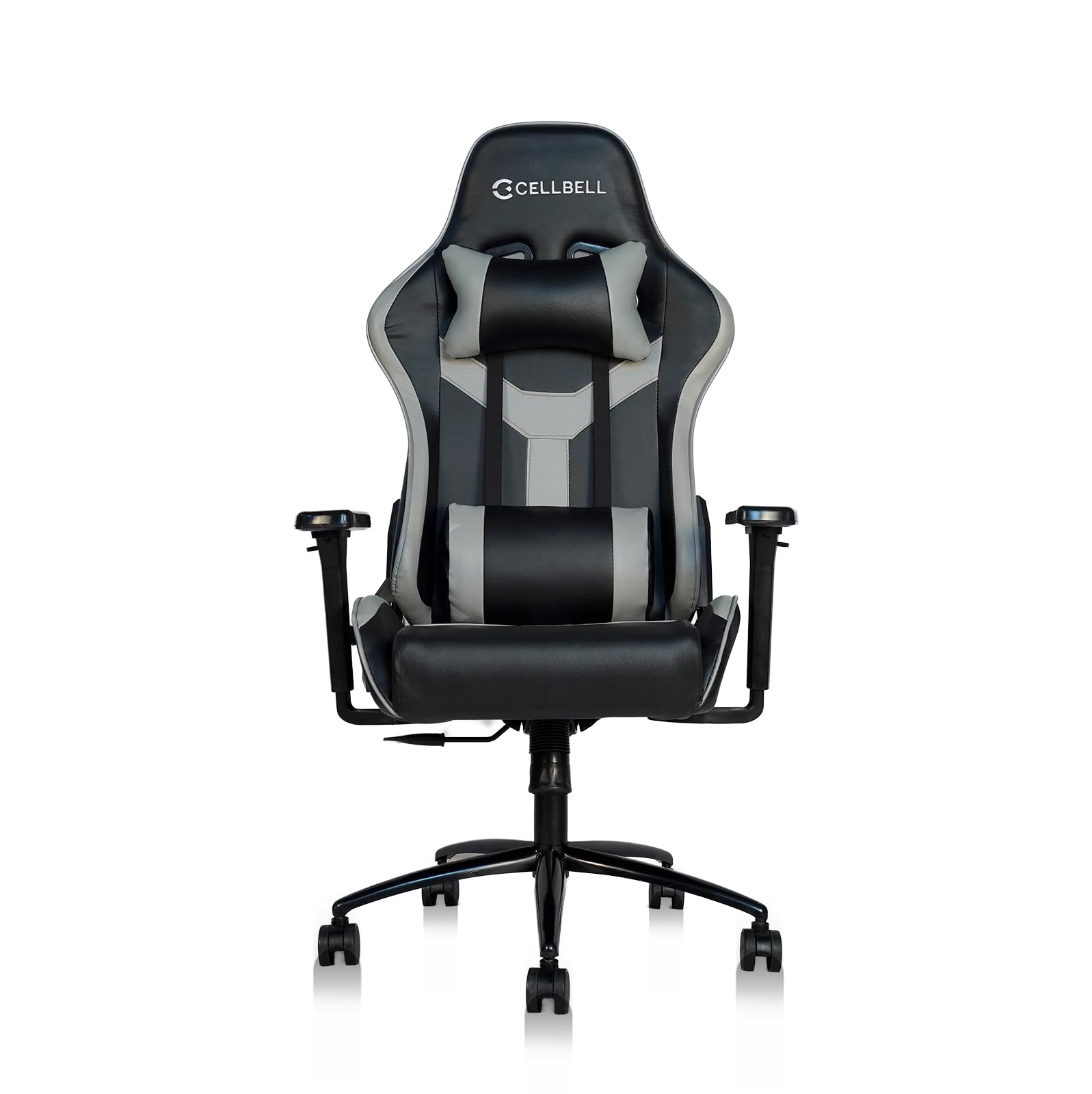 CELLBELL Multi-Functional Ergonomic Transformer Gaming Chair, Premium Leatherette Chair with Adjustable Neck & Lumbar Pillow, 3D Adjustable Armrests & Heavy Duty Metal Base (Black & Grey)