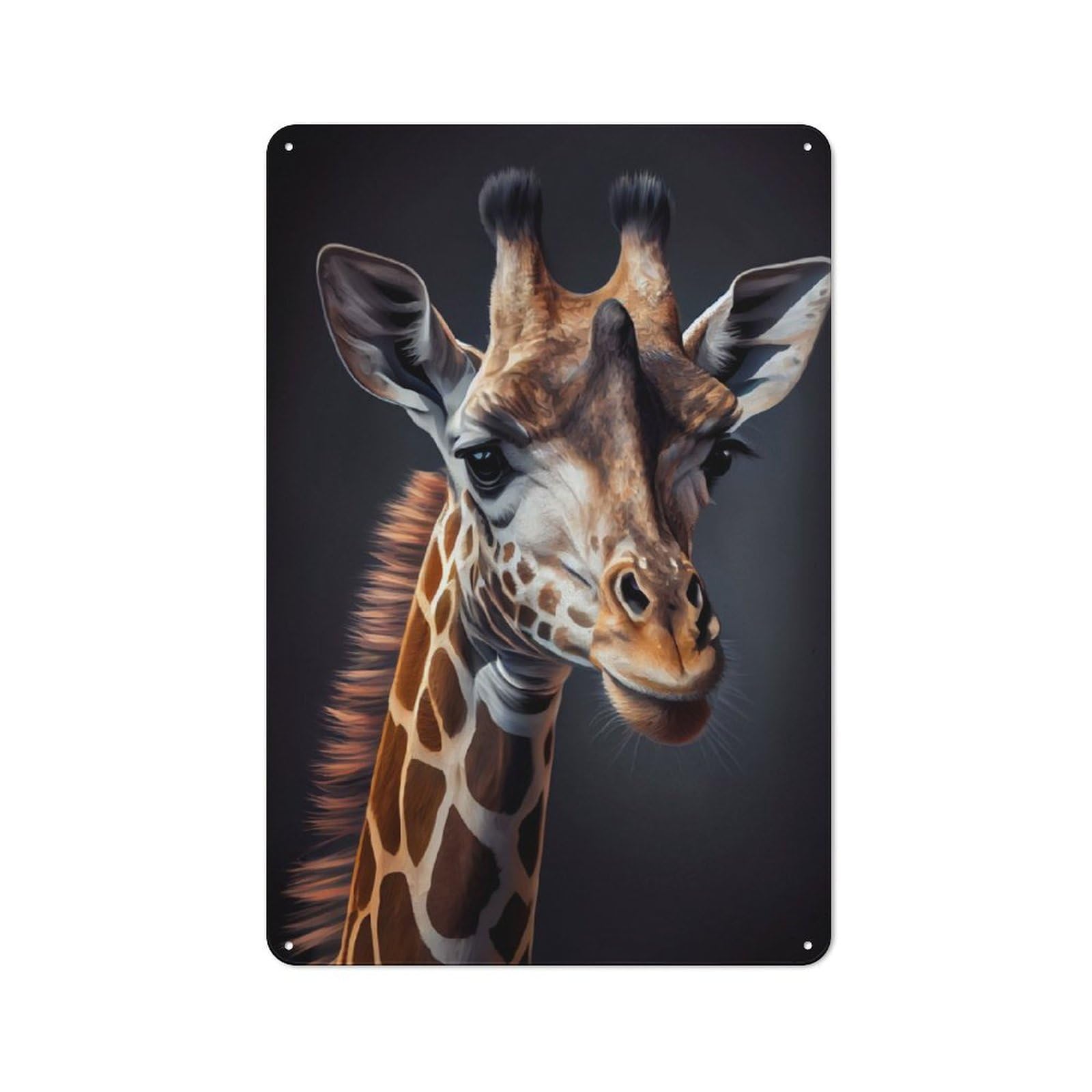 Junmoney Giraffe Animal Portrait Vintage Tin Sign 30X20cm With For Café Or Restaurant, For Kitchen, Dining Room And Home Bar Wall Decor
