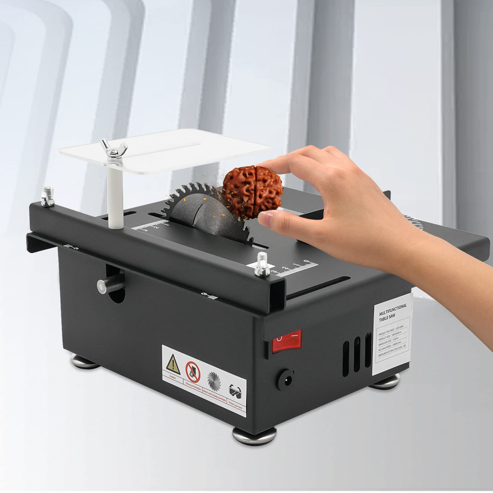 Sega circolare da tavolo, 200 W, mini sega circolare da tavolo, diametro lama da 110 mm, 7 marce, velocità regolabile per progetti fai da te