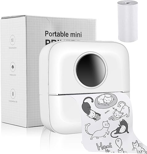 Mini impresora portátil, mini impresora de calcomanías Bluetooth, impresora térmica inteligente sin tinta de bolsillo para iOS y Android, impresora