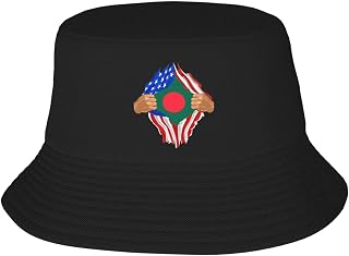 Hand Tear Flag of Bangladesh Bucket Hat for Men Women Outdoor Summer Beach Travel Fishing Cap Black