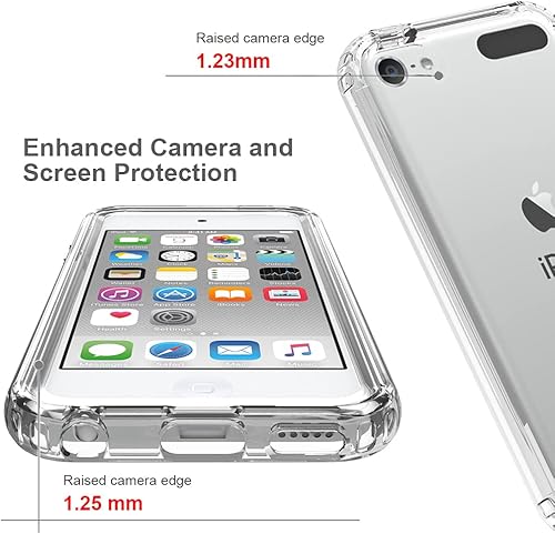 Miniatura 5 de Funda para iPod Touch 7, cristal transparente, no amarillea, resistente, suave, TPU de doble capa, resistente a prueba de golpes, funda transparente