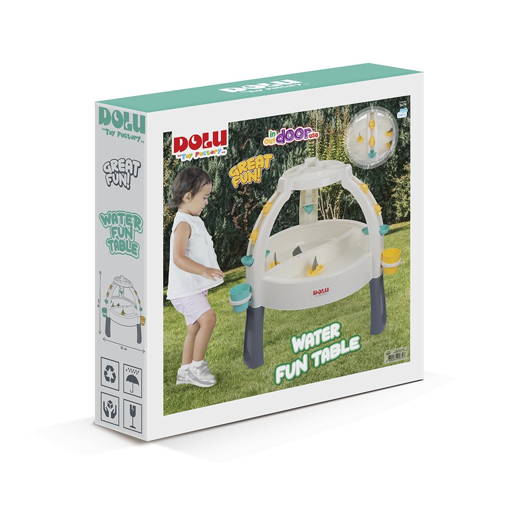 DOLU Table à Sable et à Eau Amusante pour Enfants, Table d'activités pour Jeux d'eau et de Sable, Blanc/Gris, à partir de 24 Mois, 82 x 98 x 98 cm