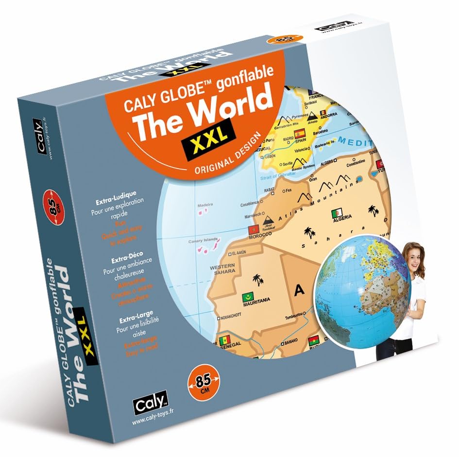 Globe Gonflable XXL Caly 85cm Solution Gain de Place pour Apprendre l'Anglais