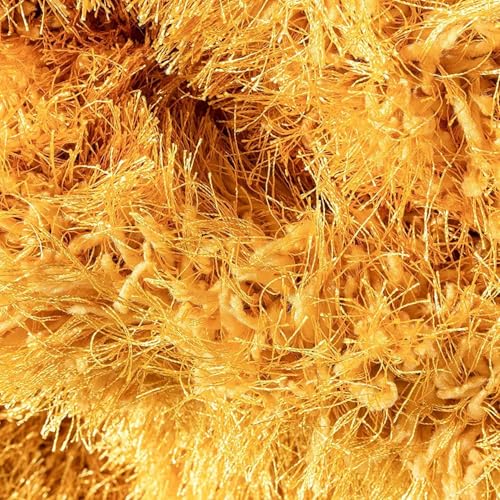 Image of Premium Microfiber Soft Yellow Shag Rug 8x10 Feet Featuring Dense Fluffy Texture, Anti Skid Support and Durable Handmade Quality for Living Room, Bedroom and Hallway
