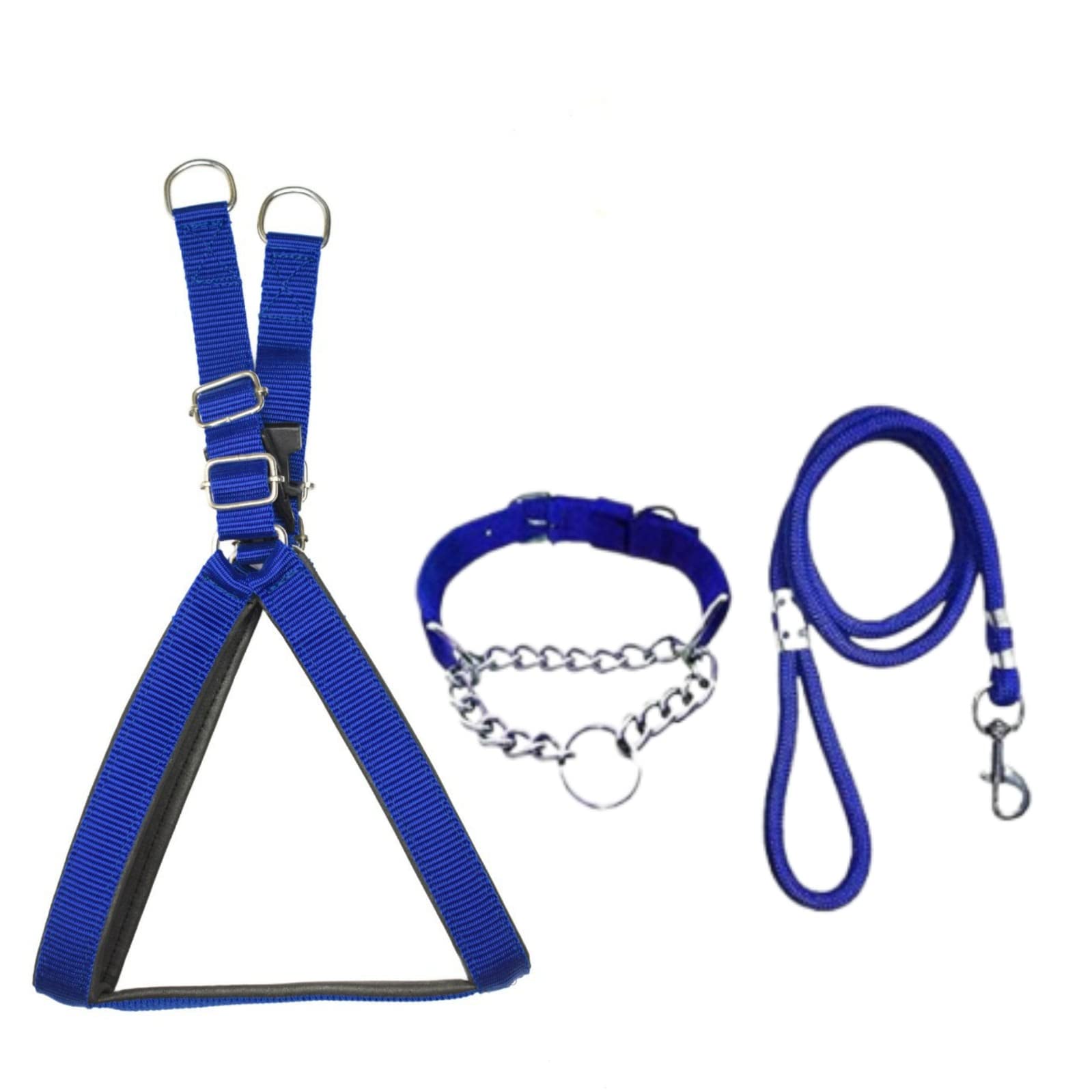 KittuPet Stainless Steel Export Quality Nylon Everyday Dog Choke Collar Easy to Control Buckle Dog Harness with Hand Weaved Durable Training Rope Leash Set Combo. (Large, Blue-Black) (B0BKC6BV5V) Amazon Price History, Amazon Price Tracker