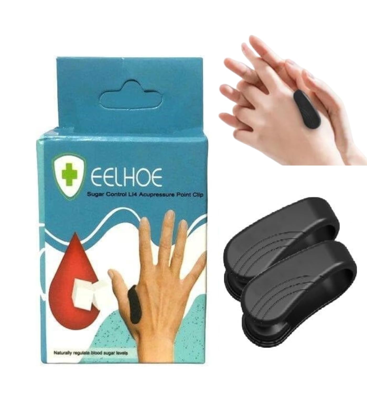 Sugar Control Acupressure Clip for Diabetics Sugar Control LI4 Acupressure Point Clip Headache Relief Products Migraine &Tension Relief Pack of 2