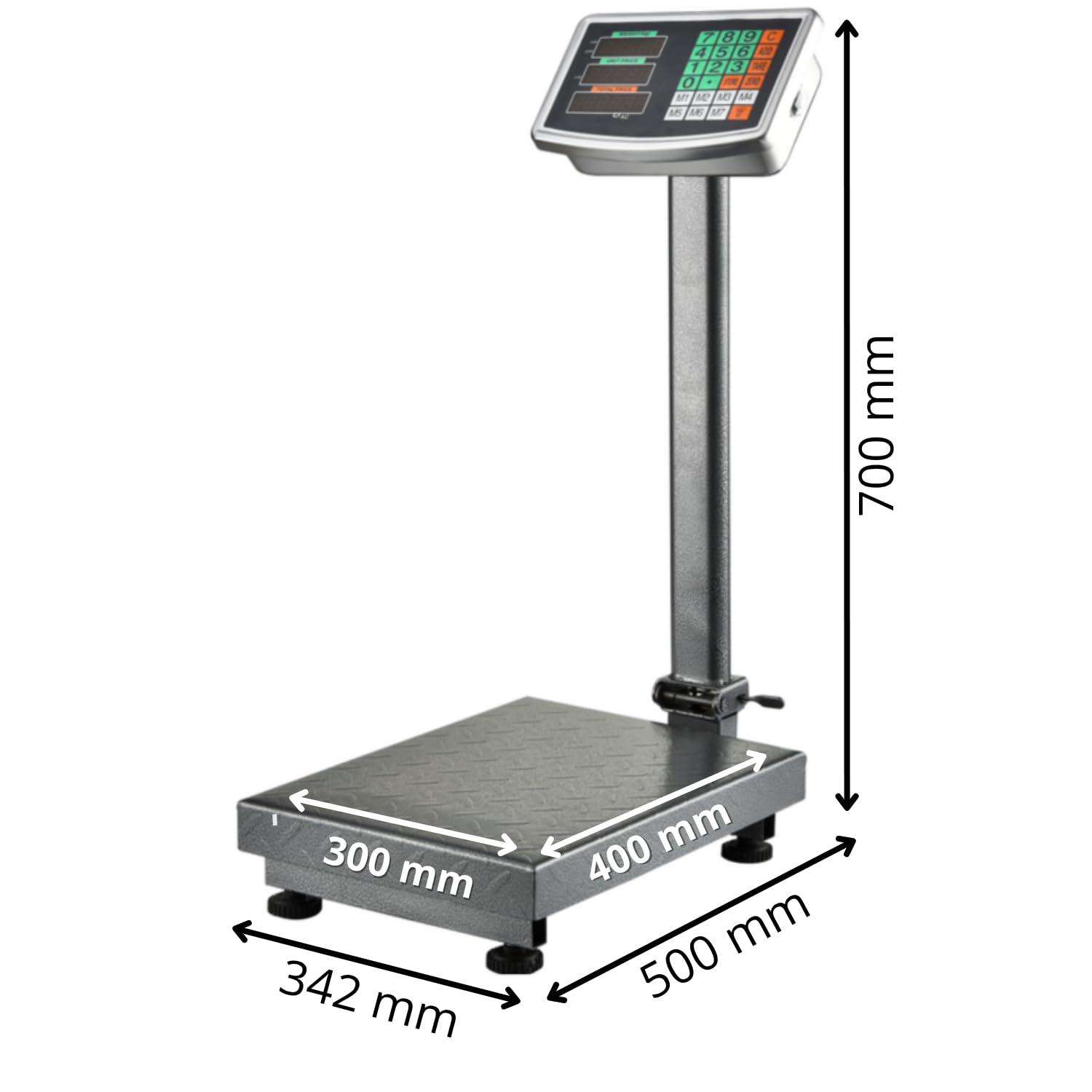 Balance Plateforme à Colonne Électronique – 60 kg – Précision 100 g – Plateau 300x400 mm – Secteur & Batterie – Affichage LED