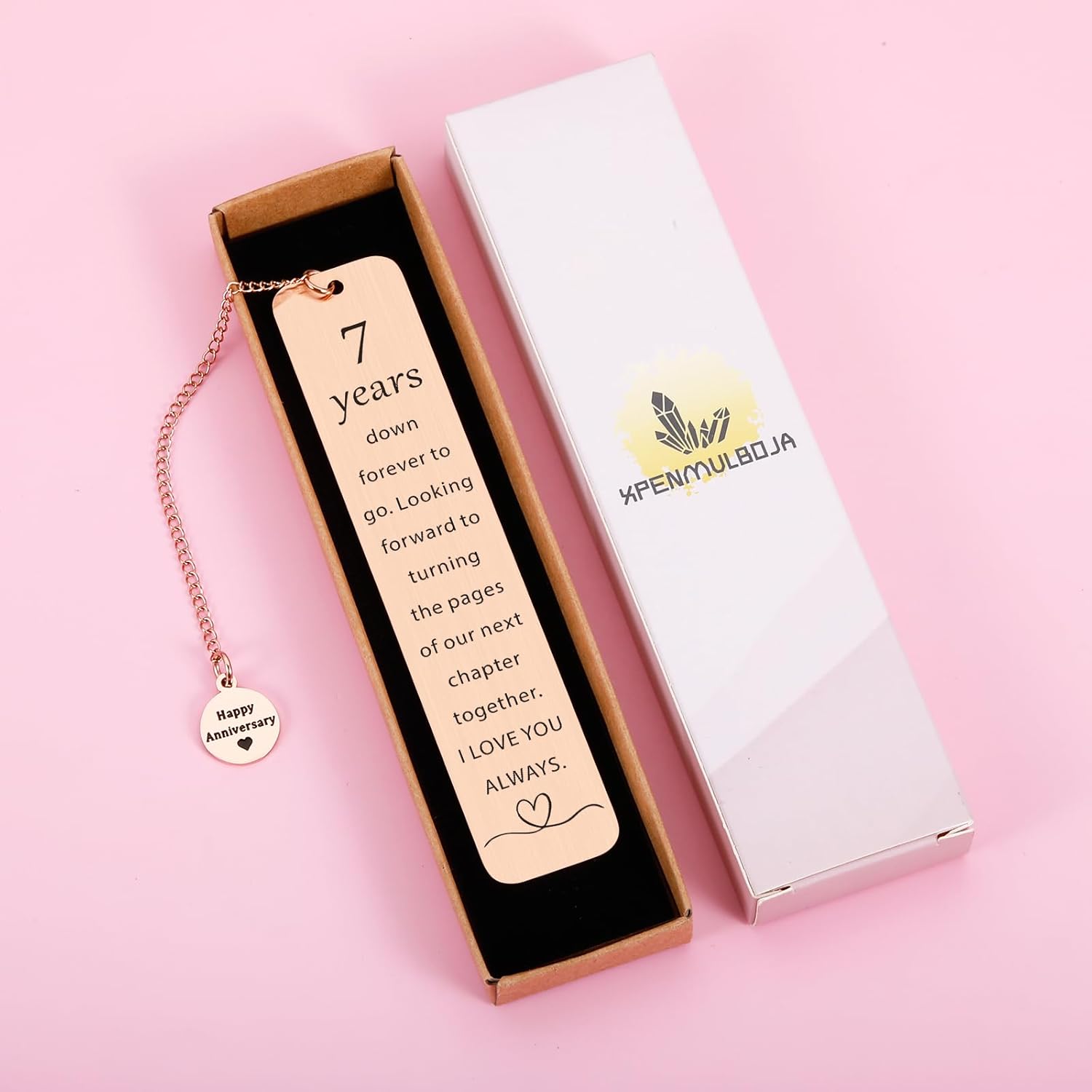 7 Year Anniversary Copper Gifts for Him/Her, 7th Wedding Anniversary for Wife Husband - Copper Anniversary Bookmark for Women Men Couple - Image 5