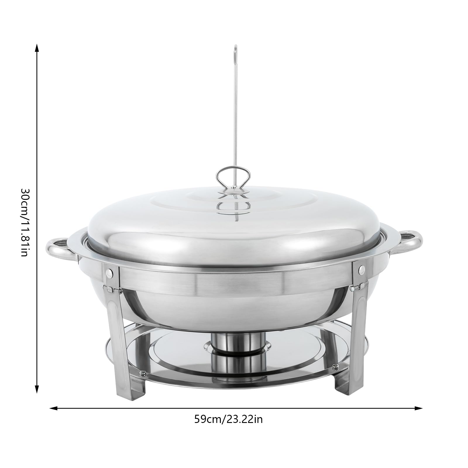 Chafing Dish - Set de buffet redondo de 9 litros, calentador de alimentos de acero inoxidable, estructura y tapa, calentador de sopa para catering, buffet y fiesta