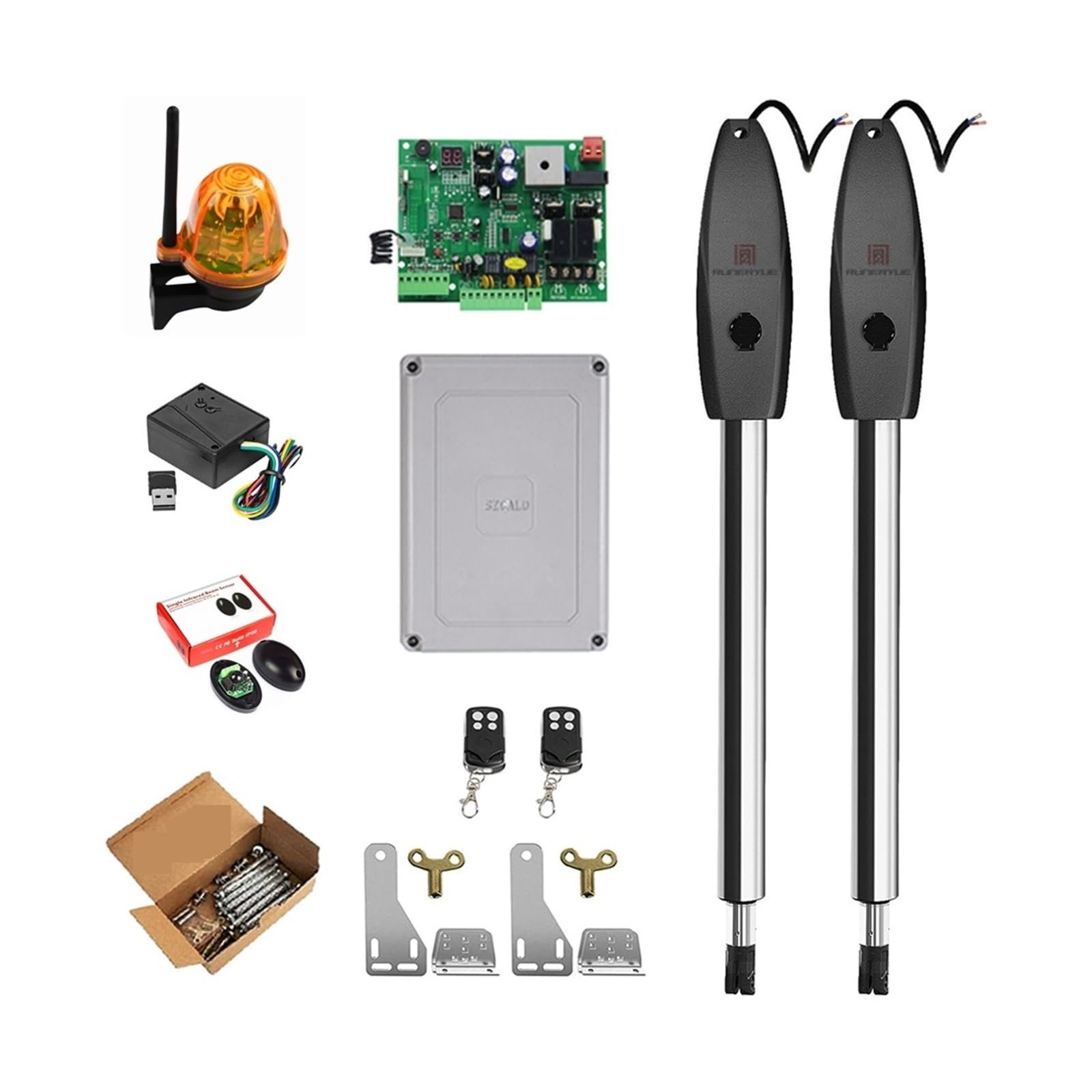 Rsgxlfqzvak Kit No9 Automatic Door Opener, 400Kg Automatic Dual Arms Electric Swing Door Gate Opener Operator Motor Actuator Closer For Access Control(Kit No9)