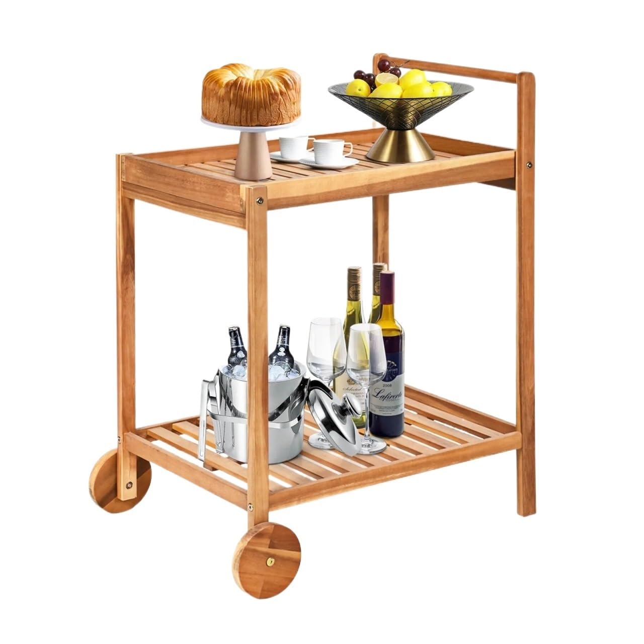 Carrello rotabile Carrello da cucina con rotelle a 2 livelli, carrello pranzo for esterni ruote
