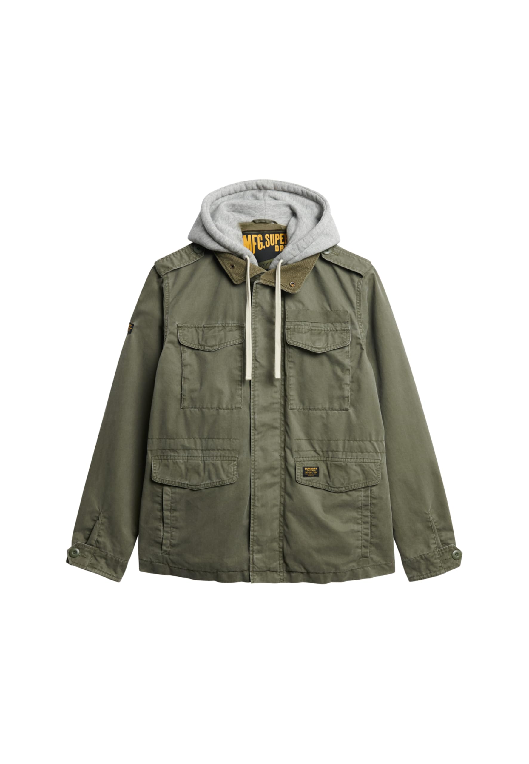 Superdry Men's Pale Olive Green Rookie Field Jacket With Hood, Xxl
