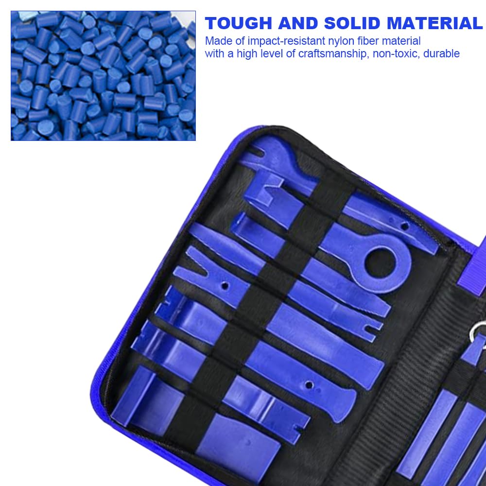 Set di 19 attrezzi per la rimozione del trim e per la rimozione, con clip in plastica, per pannelli, stereo, cruscotto, clip