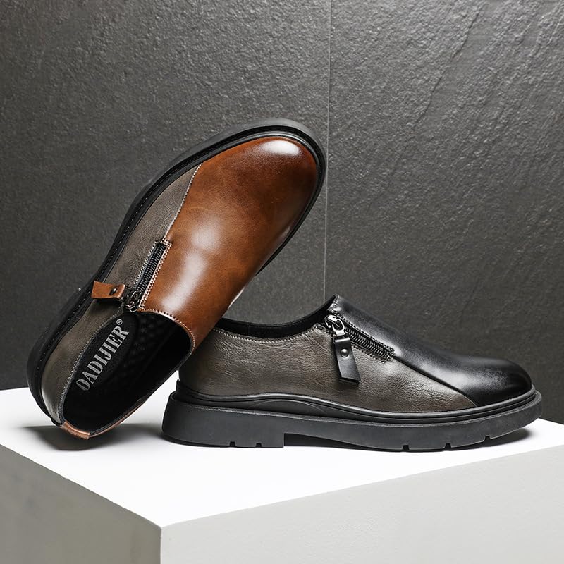 Mens Casual Slip Ons Oxford Zipper,men's Slip-ons Dress Shoes Two Tone,Work Shoes Men Business Casual2