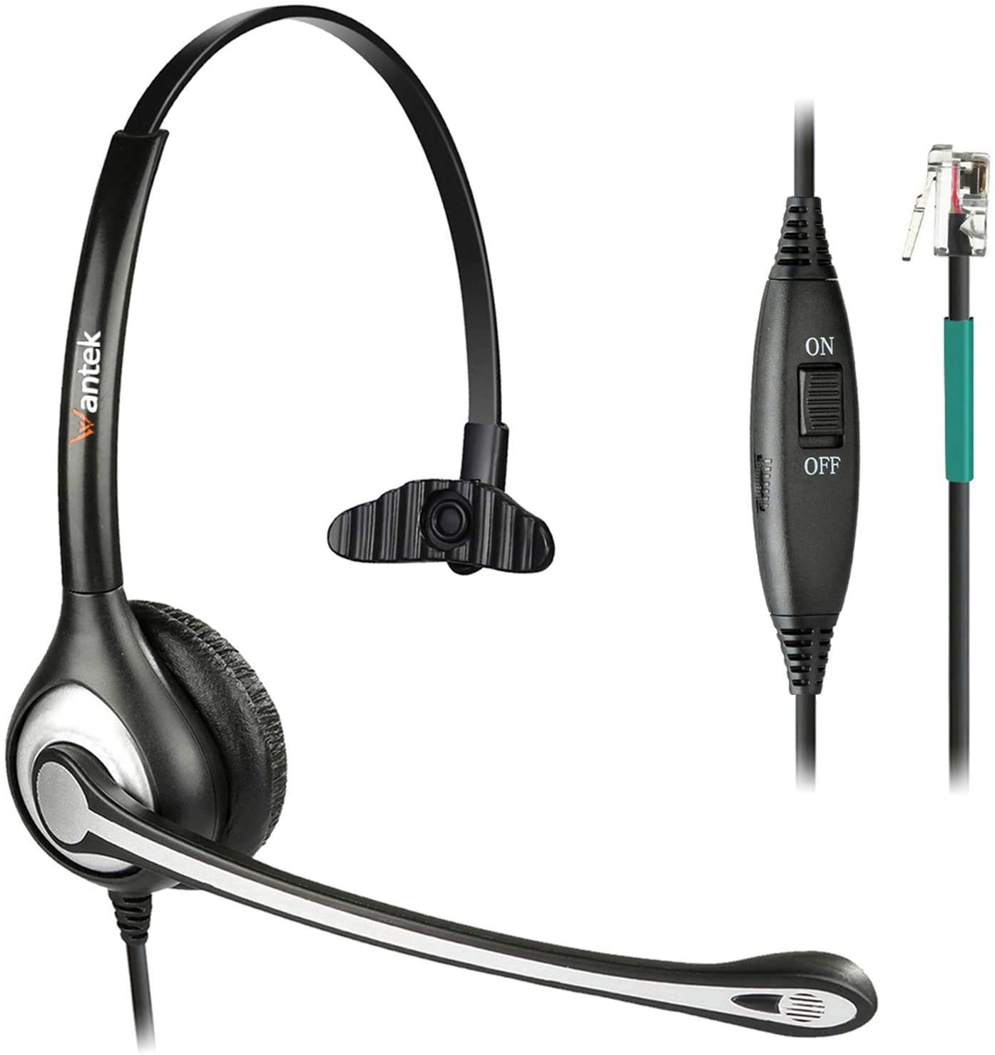 Wantek Corded Telephone Headset Mono w/Noise Canceling Mic Compatible