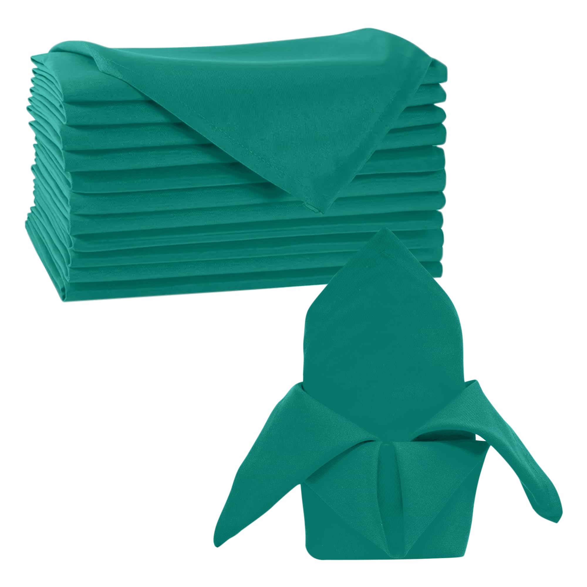 Trimming Shop 20 Inch Forest Green Polyester Table Napkins, 50x50cm Square, Reusable, Wrinkle-Resistant Cloth Napkins for Dinner Parties, Events, Weddings, Restaurants & Hotels, 100pcs — image 1