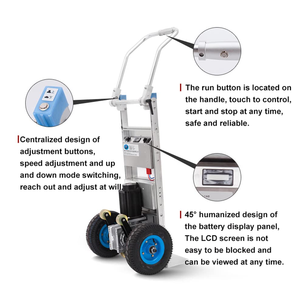 Carrello montascale elettrico, carrello a mano pieghevole in lega di alluminio su e giù per le scale con carico 200 kg, carrello salva manodopera con motore brushless da 600 W/argento / 48