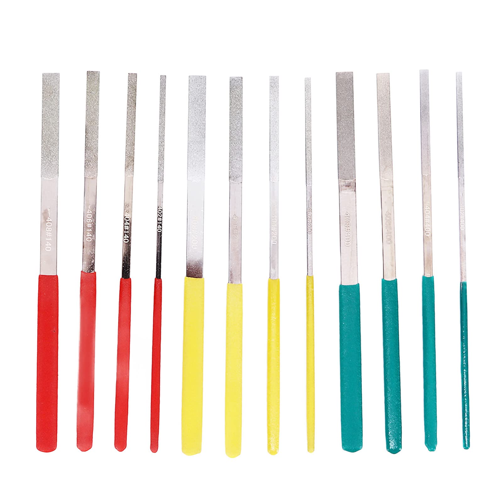 12-teiliges Flachfeilen-Set, Mini-Feilen mit komfortablem Gummigriff, hohe Härte, beschichtete Schleiffeilen für Metall, Holz, Kunststoff, manuelle Verarbeitung, Hardware-Werkzeuge