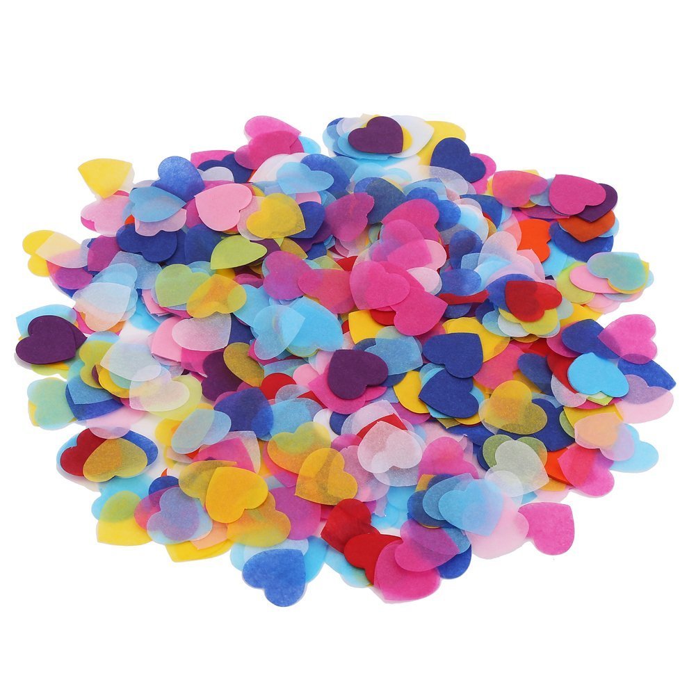 DECORA 1 Inch Multicolor Hearts Paper Confetti for Wedding St. Valentine's Day Decorations