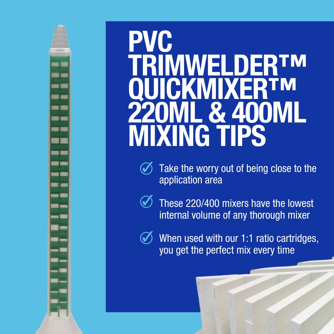PVC TrimWelder 220/400 ML QwikMixer Mixers, Bag of 24 Twist Lock Mixers, Less Waste through Lower Internal Volume, Use with Appropriate Ratio Cartridges for an On-Ratio Mix