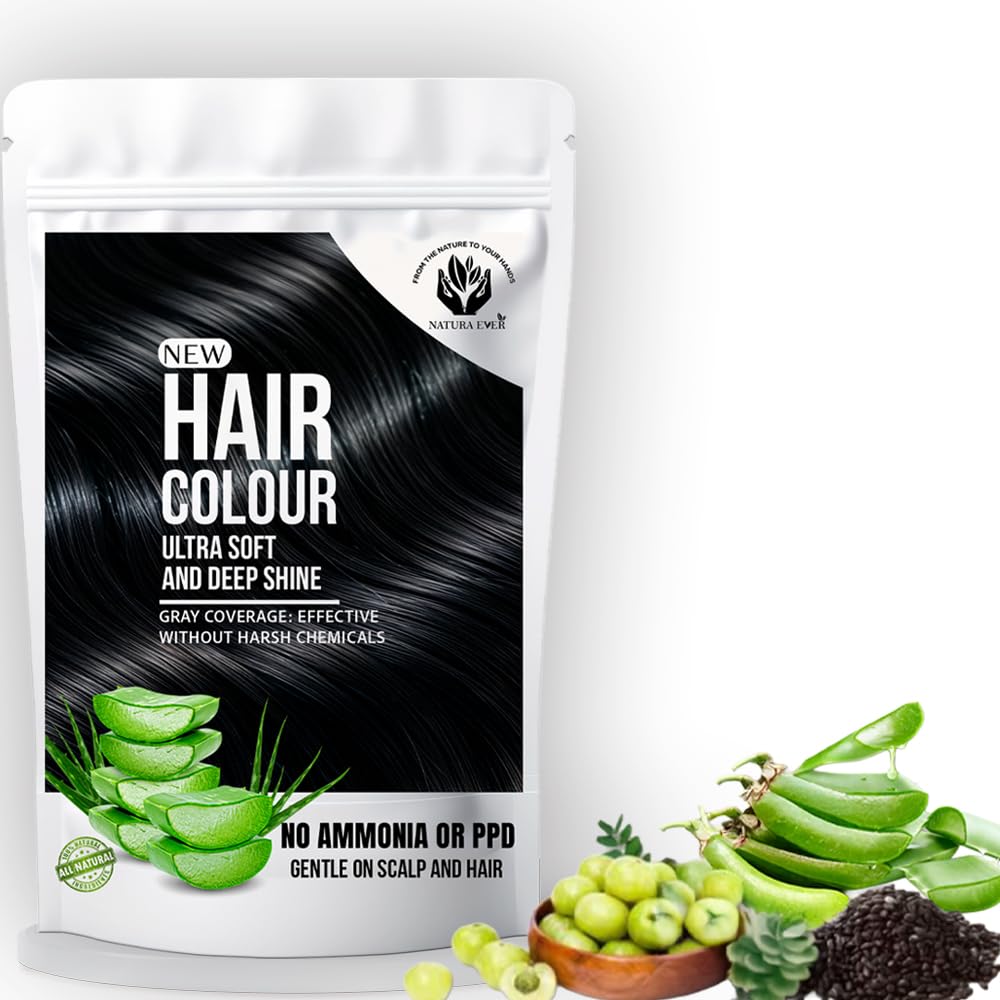 Natura Ever Natural Hair Colour, Black, 100g, Chemical-Free with Henna and Aloe Vera, No Ammonia & PPD, Ultra Soft and Deep Shine-image-18