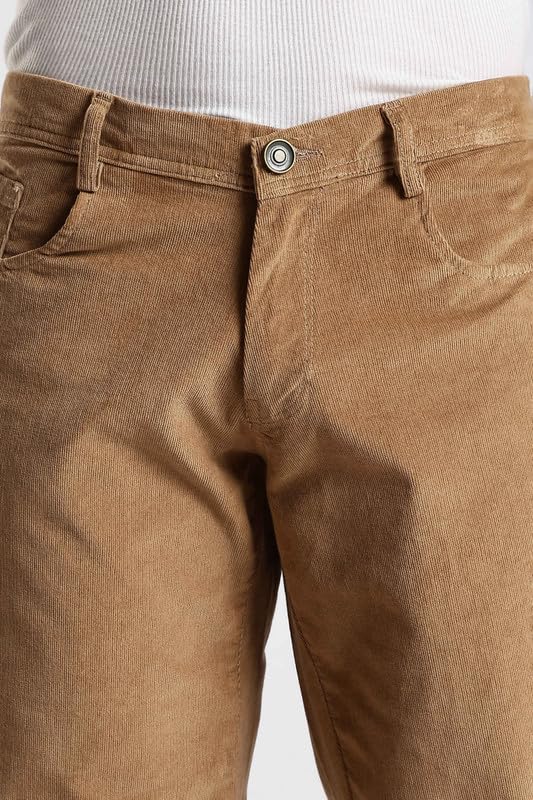 Image of NEVER NEUD Men's Corduroy Trousers | Stylish Straight Fit 4 Pocketed Corduroy Pants for Men | 98% Cotton 2% Elastane | Mid Rise | Comfortable Casual Regular Fit Pants | Button Closure