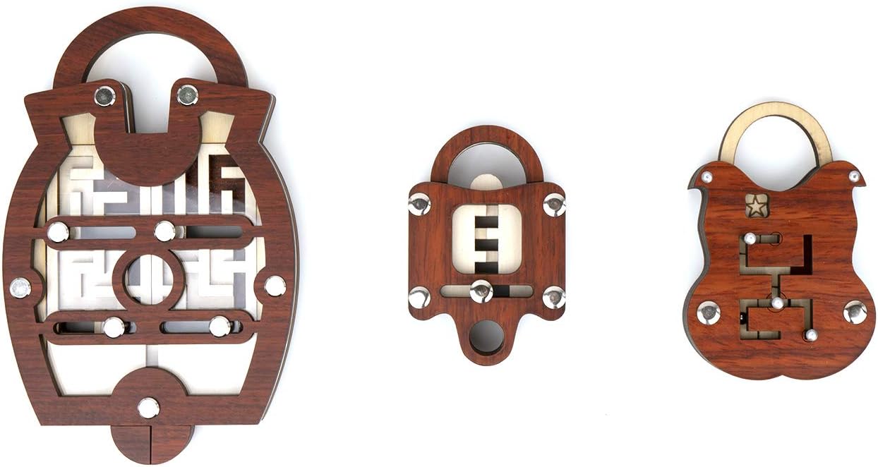 Kubiya Games 3 Escape Room Puzzle Locks Set Tricky brain teaser maze puzzle