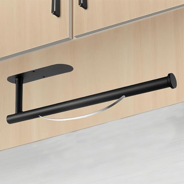 küchenrollenhalter schwarz, Selbstklebend Oder Ohne Bohren, Mit Rollladen KüChenrollenhalter zur Montage An der KüChenwand Oder Unter Dem Schrank KüChenrollenhalter Aus Edelstahl (Schwarz)