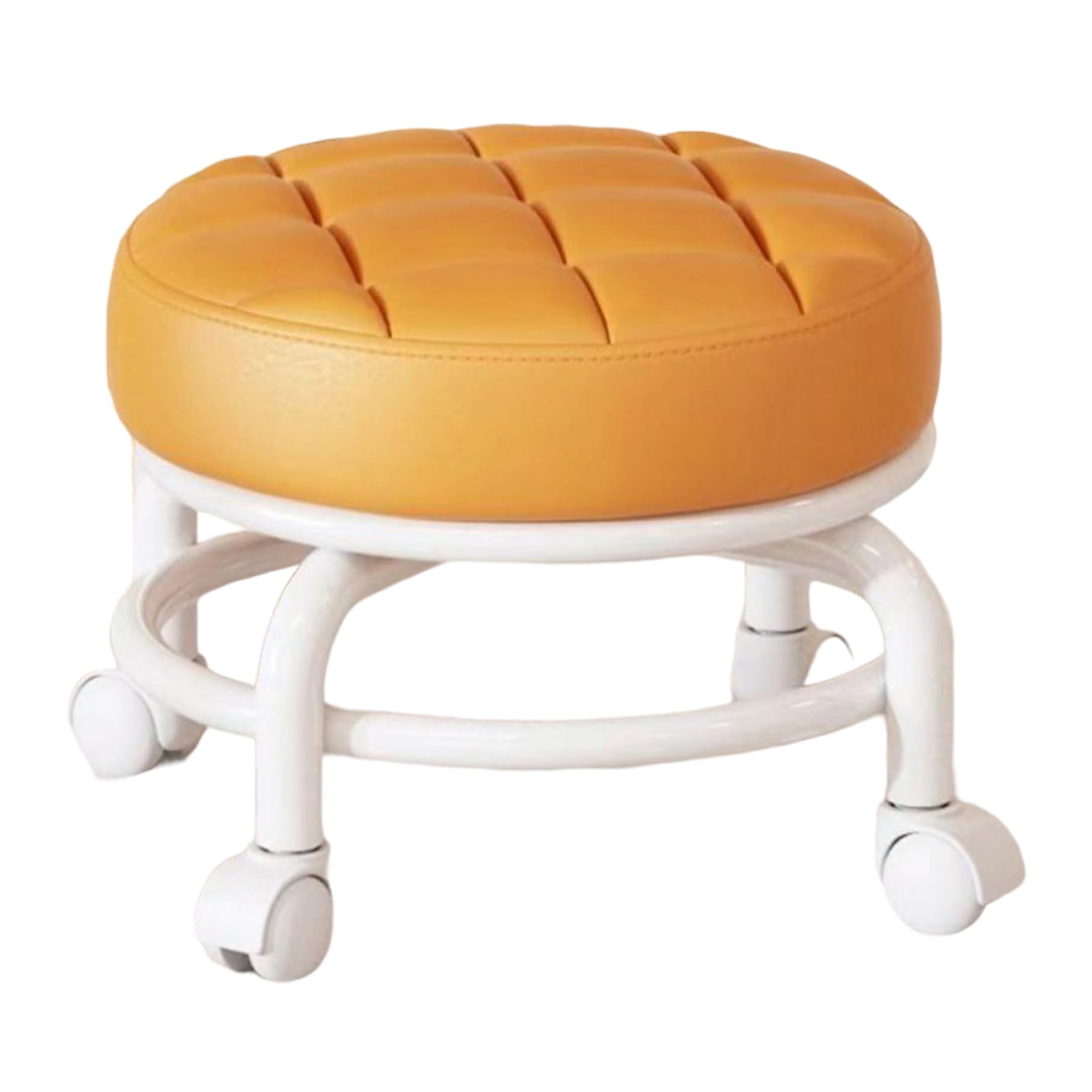Taburete bajo con ruedas giratorio de 360 grados y cojín de esponja de 10x9x2 pulgadas