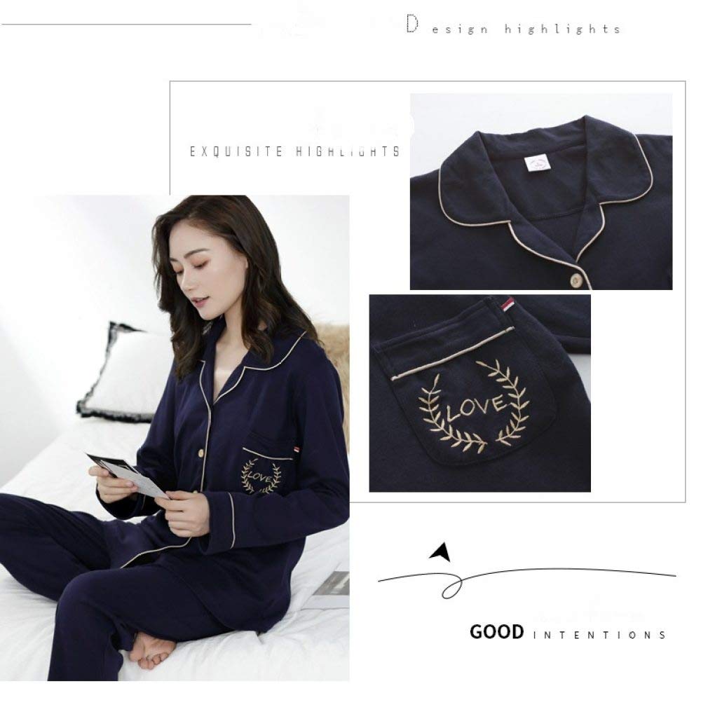 Conjunto De Pijamas De Mujer,Invierno 100% Algodón Conjunto De Pijamas Suaves Ropa De Dormir Clásica De Color Sólido Con Bolsillos Mangas Largas Conjunto De Pijamas Ropa De Dormir Acogedora Ropa D