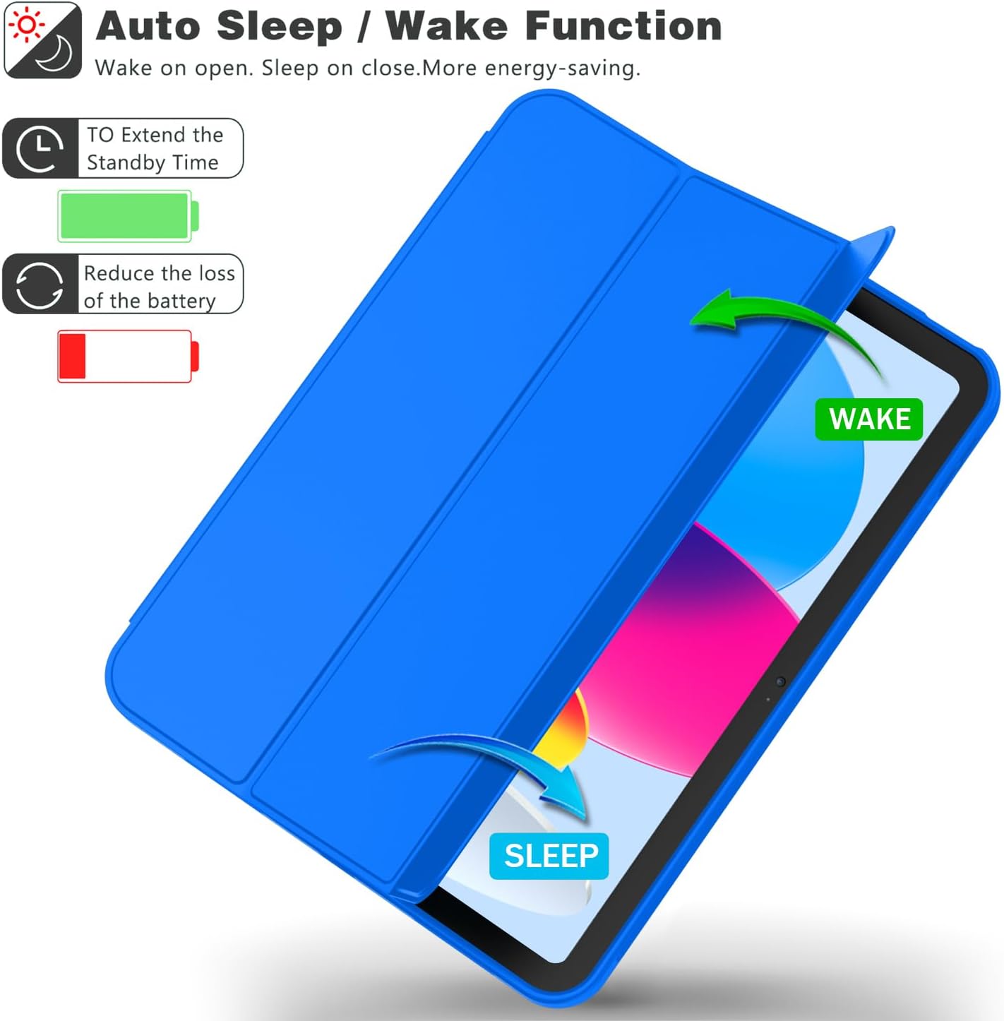 ToaPoia Case for iPad (A16) 11 Inch 2025/iPad 10th Generation 10.9 Inch 2022, Slim Trifold Stand Protective Cover with Pencil Holder and Soft TPU Back,Support Auto Sleep/Wake (Medium Blue)