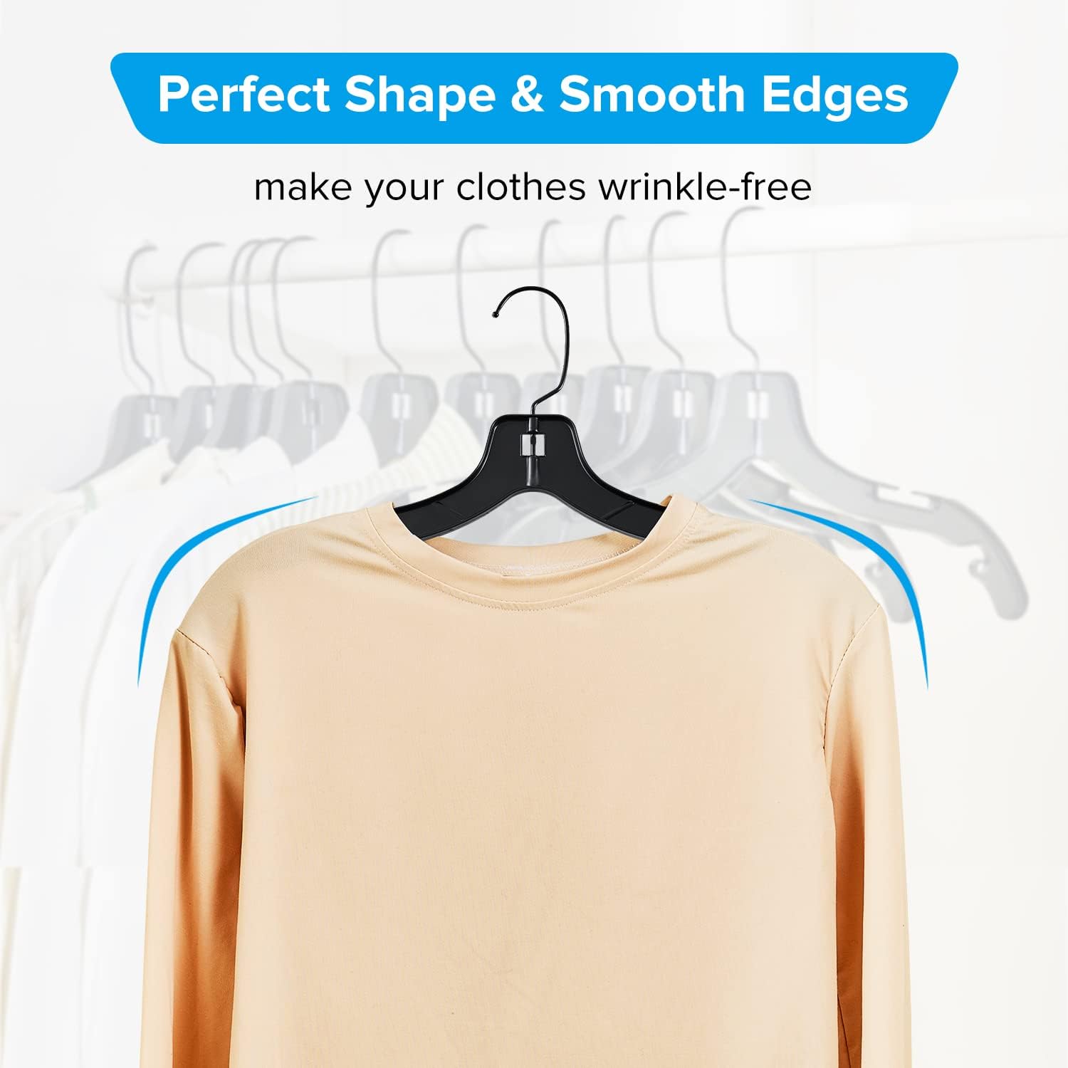 Donext Plastic Hangers with 360 Swivel Metal Hook, Heavy Duty Clothes Hangers, Durable Closet Hangers for Shirt, Coat and Dress (20 Pack, Black) - Image 3