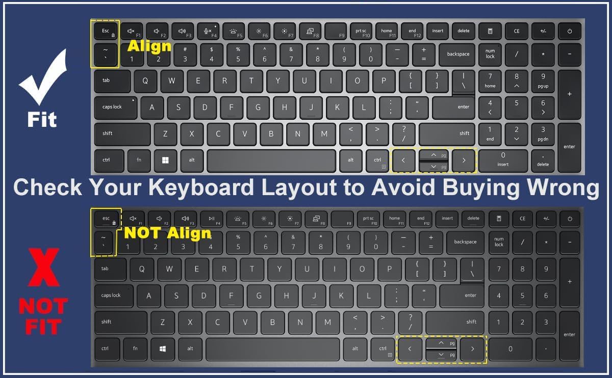 Keyboard Cover for Dell Precision 16 7670 7680 & Precision 7770 7780 16 17.3 Inch Laptop, Dell Precision 7000 Laptop Accessories Protective Keyboard Cover Skin-Clear