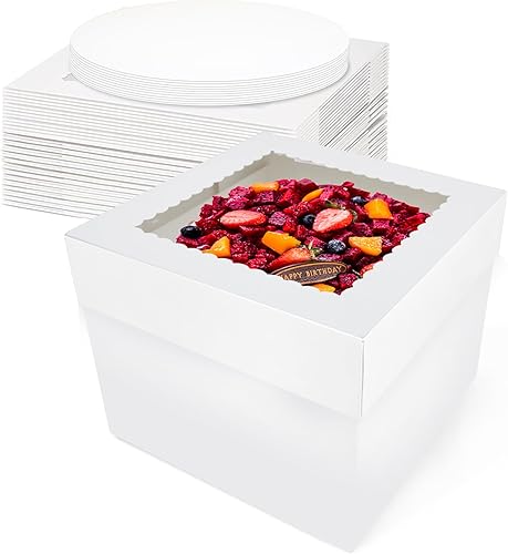 Miniatura 1 de LFKJYYF Paquete de 24 cajas para pasteles (12 cajas y 12 tableros), caja de pastel de 10 x 10 x 8 pulgadas de alto con ventana transparente, cajas