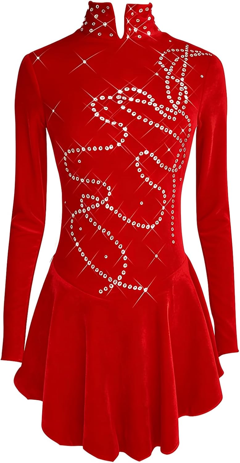 LIUHUO Ice Figure Skating Dress Girls Velvet Skirts Children Dance Costumes Kids