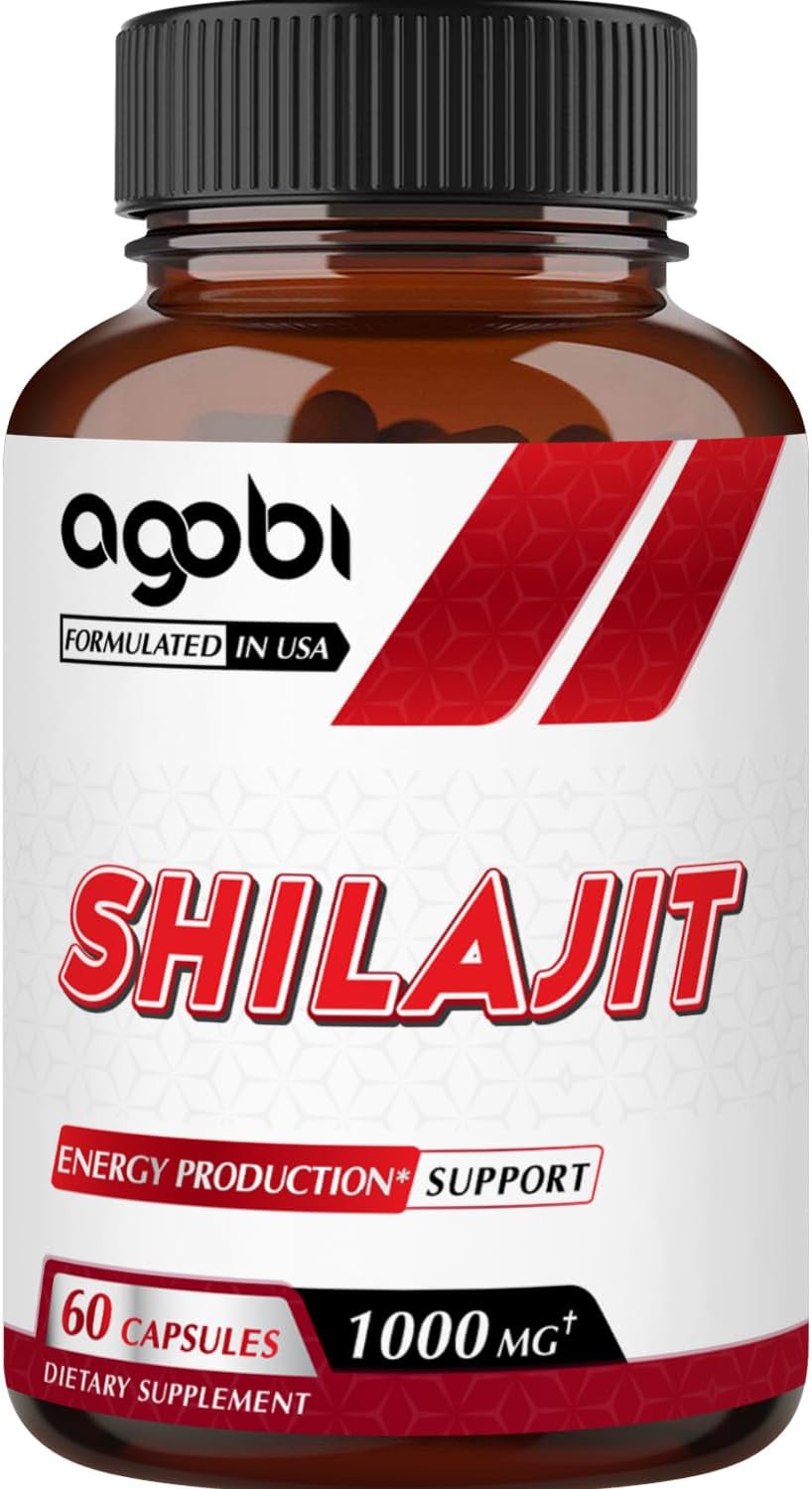 Shilajit Pure Himalayan Organic Supplement - 60 Capsules - Support for Immune System, Energy Production, Brain Health & Overall Well-Being - Gluten-Free, Non-GMO