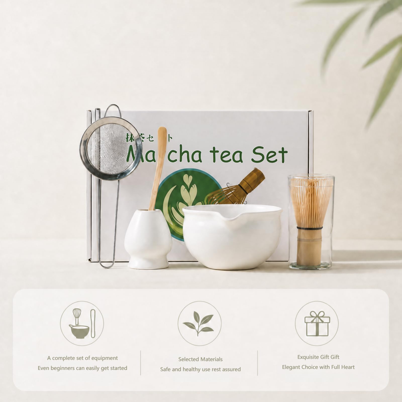 Matcha Schneebesen Set 4-teilig, mit 510.3 g Keramik Matcha Schüssel mit Ausgießer, Bambus-Schneebesen, Halter, Schaufel, für tägliche Rituale & ideales Geschenk für Teeliebhaber, elegantes modernes