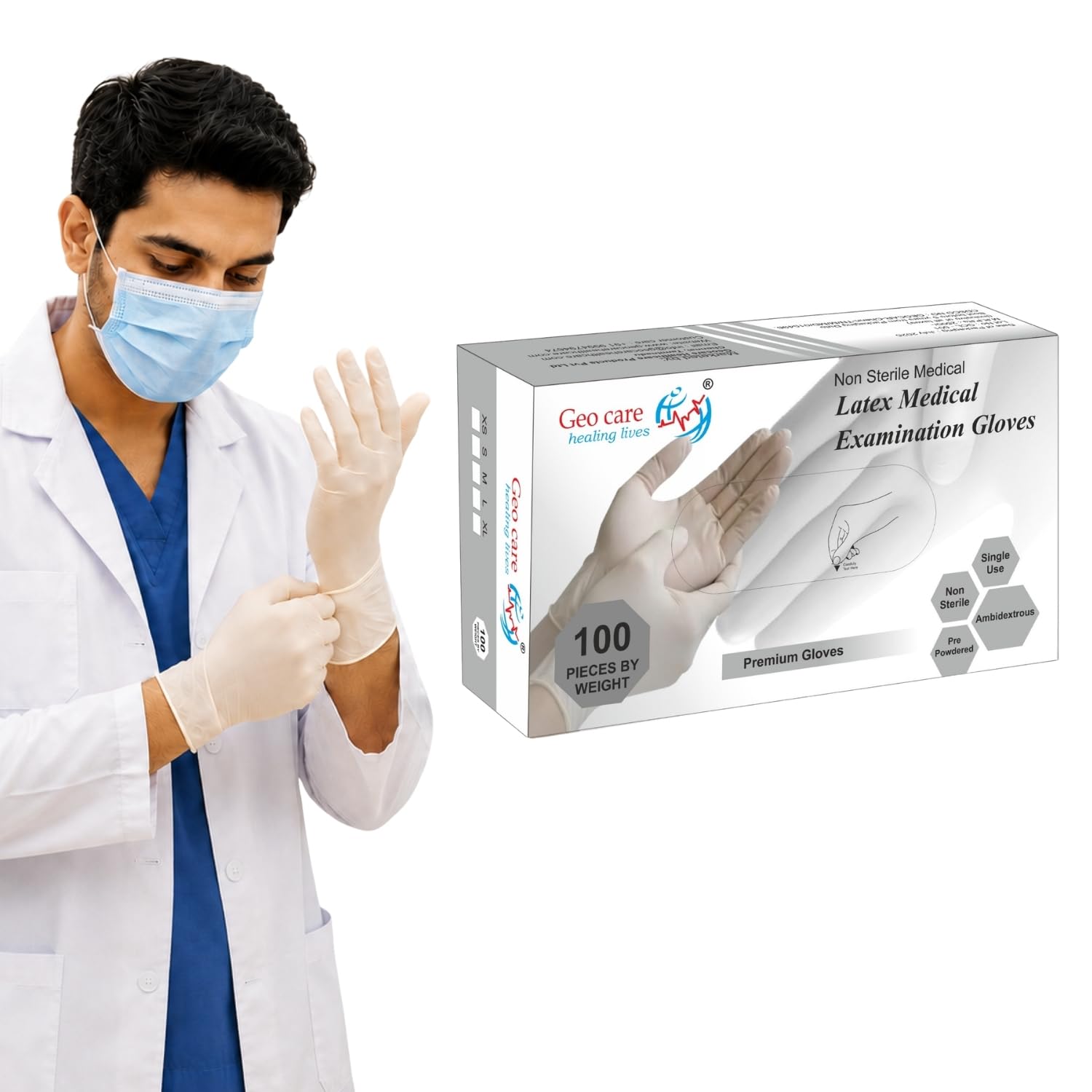 Latex Examination Gloves | Medical Grade 4G Disposable Gloves | Powdered | CE Approved | Non Sterile | Ambidextrous | White | Pack of 100 | S-image-31