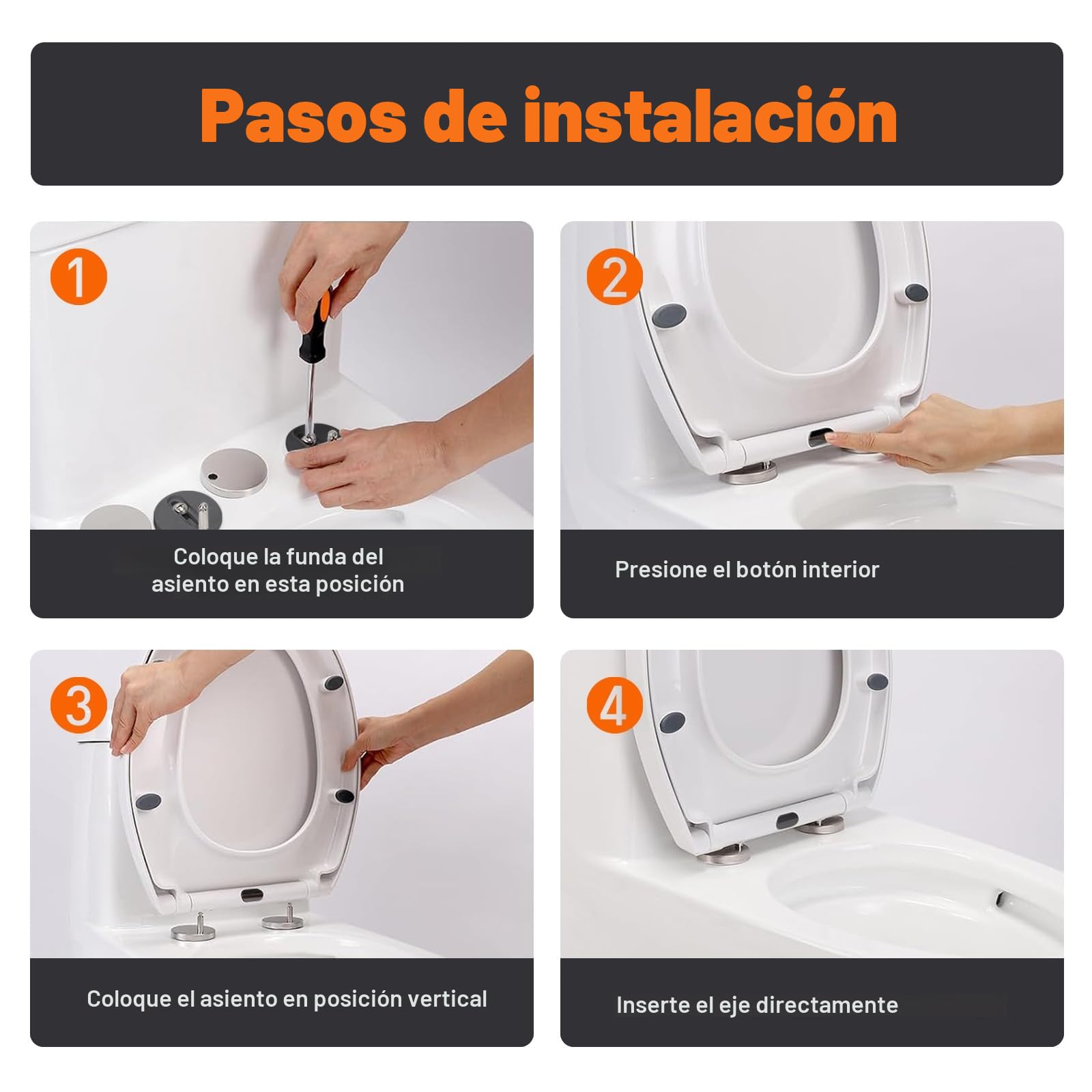 SURFOU Tapa WC Universal, Forma O Asiento Inodoro, Soporta Hasta 150 Kg Tapas de Water, Instalación Sencilla, Desmontaje Rápido y Cierre Silencioso, Adecuado para Baño