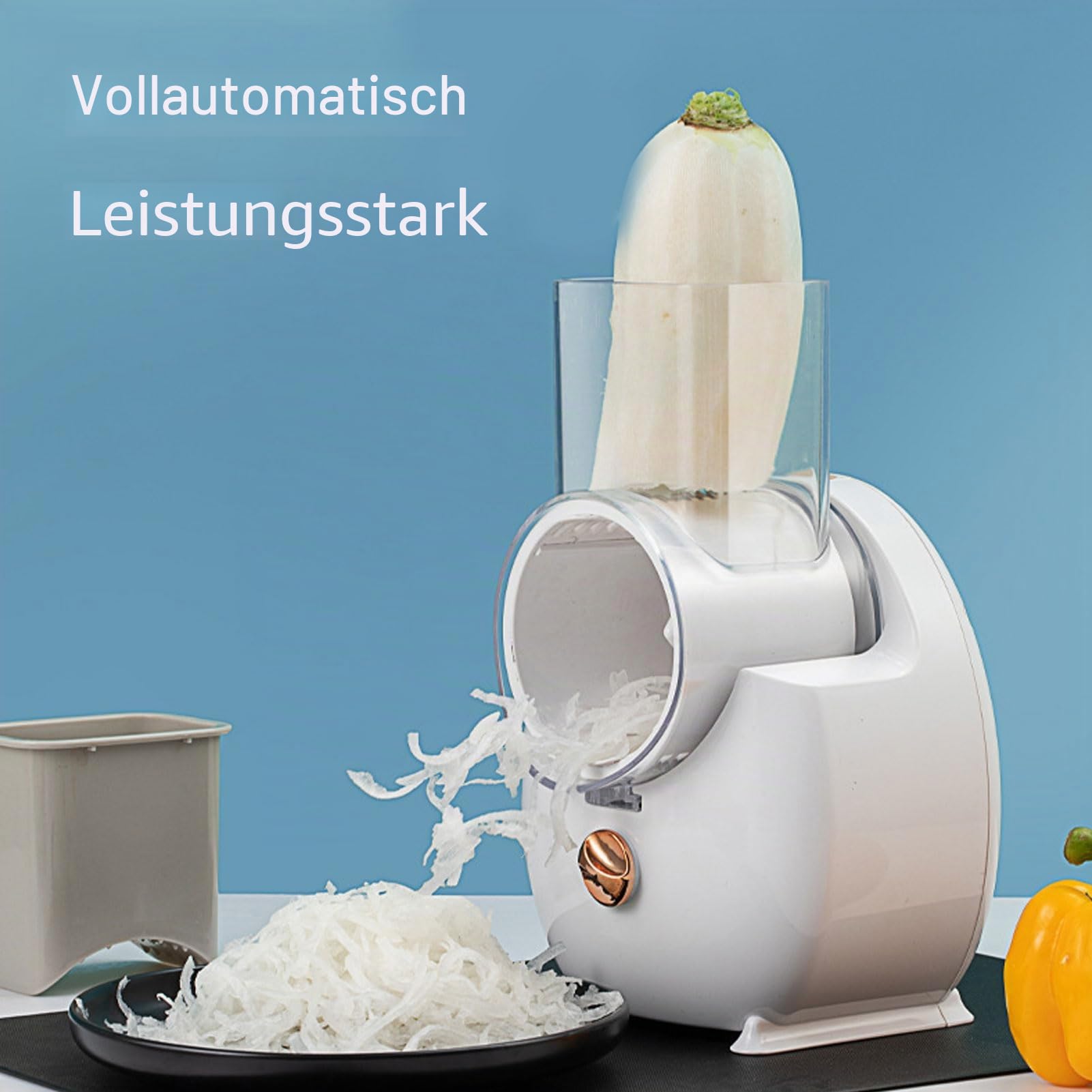 Mühelose und Effiziente Elektrische Reibe, Edelstahl, One-Touch-Bedienung, Vielseitiges Design für Obst, Gemüse, Käse mit Akku, Ideal für die Küche zu Hause, Im Restaurant
