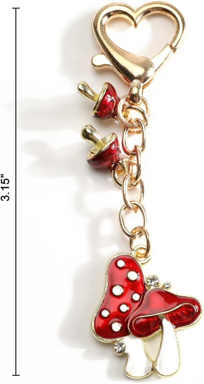 Mushroom Keychain for Women Enchanted Red Mushroom Keycharm Whimsical Forest Fairy Cottagecore Accessory for Keys Bag Charm - Image 2