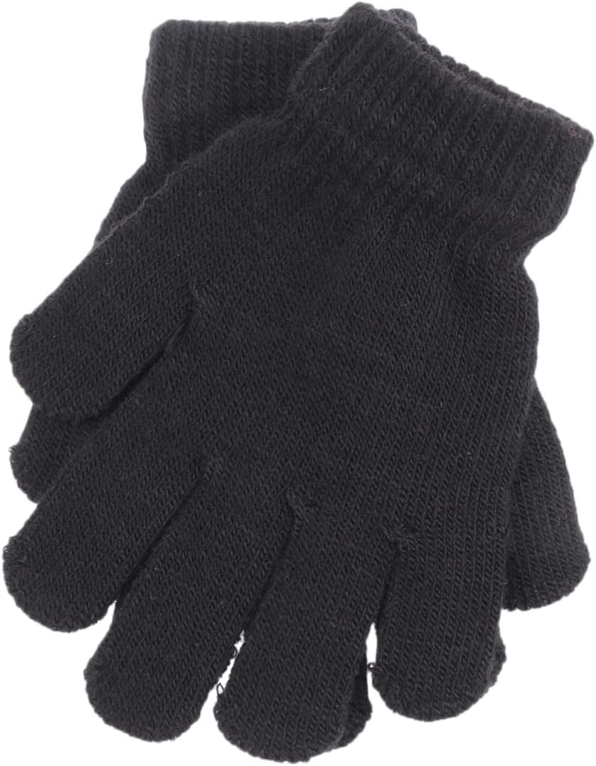 COLLBATH 6 Pack Boys and Girls Winter Warm Gloves Child Size Cold Weather Protection Knit Easy On/off Random