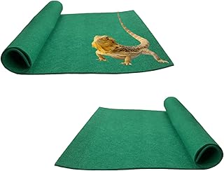 2 Pcs Reptile Carpet Mat,Reptile Terrarium Carpet Substrate Floor Bearded Dragon Tank Liner Mats Supplies Soft Pet Habitat Bedding for Gecko Leopard Gecko Tortoise Snake 23.6" x 15.7"(Green)