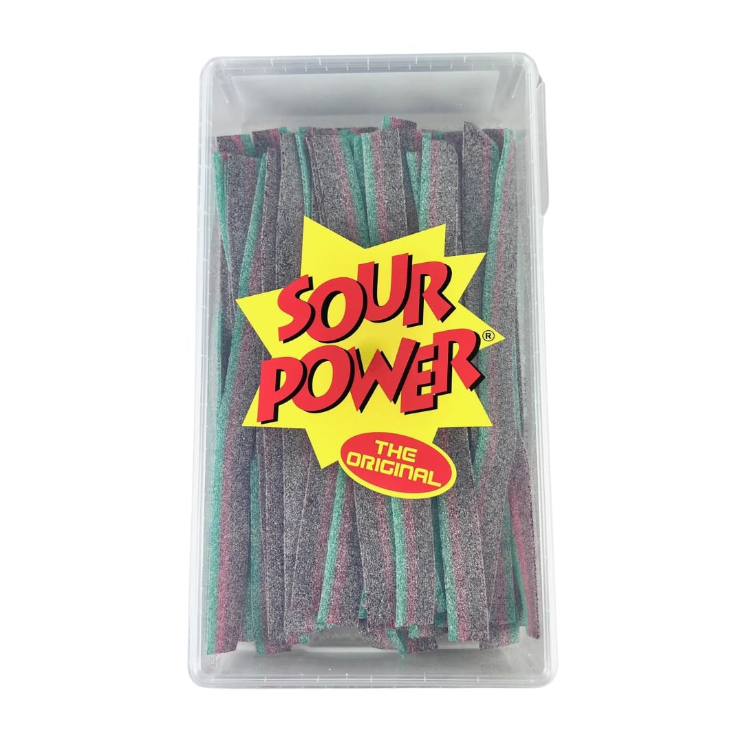 Sour PowerPremium Watermelon Candy Belts – The Original Sour Candy Since 1985 – 2.5 lb Resealable Bulk Tub – Vegan, Non-GMO, Gelatin Free – Soft, Chewy, Peelable, Sweet & Tart Retro Treats