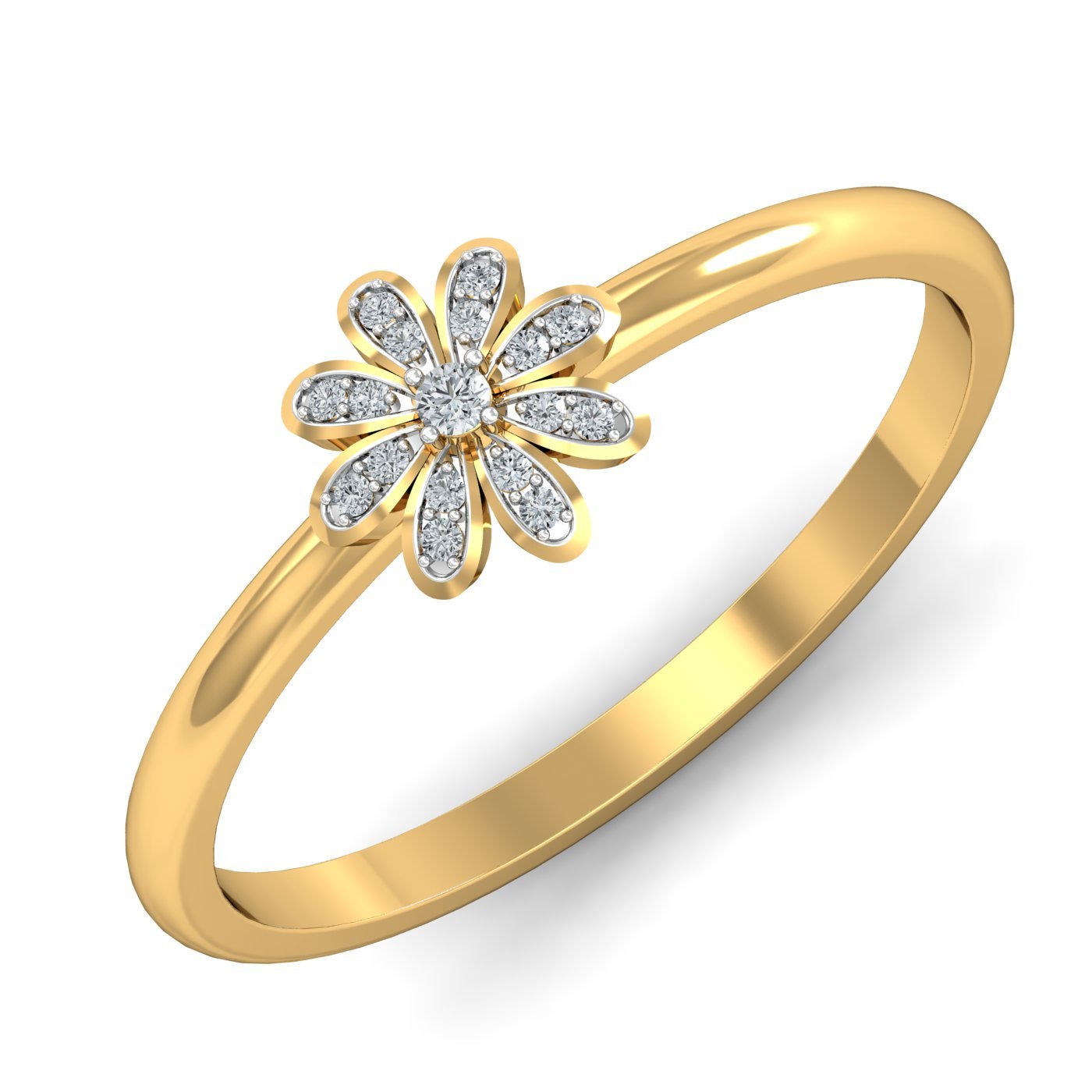KuberBox La Floraison Yellow Gold and Diamond Ring